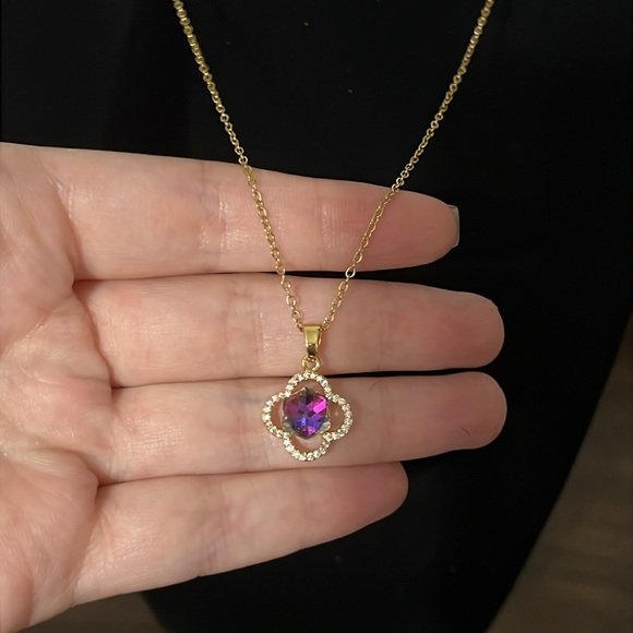 GP SS Clover necklace with colorful stone - Picture 2 of 2